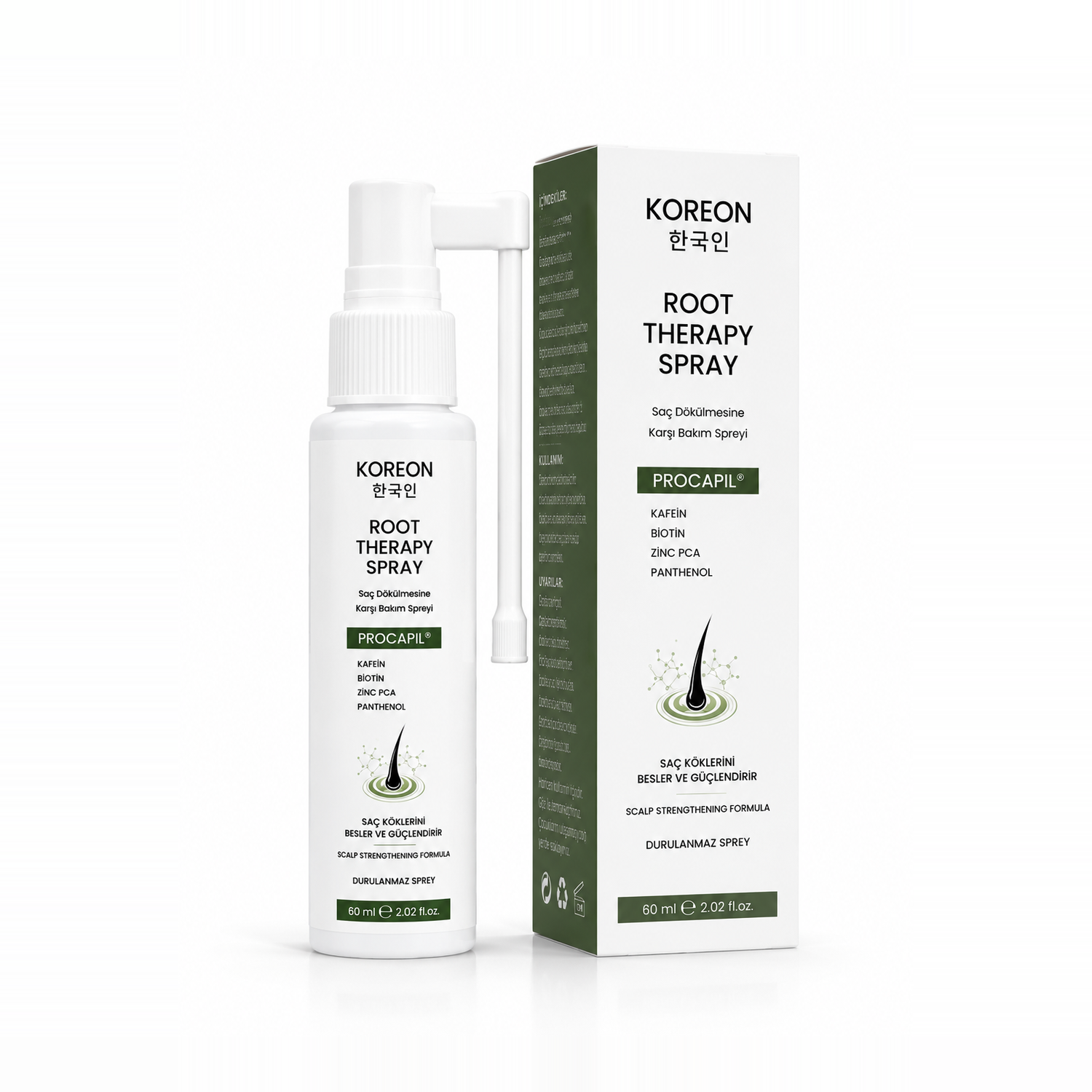 KOREON Procapil Root Therapy spreyi ve kutusu